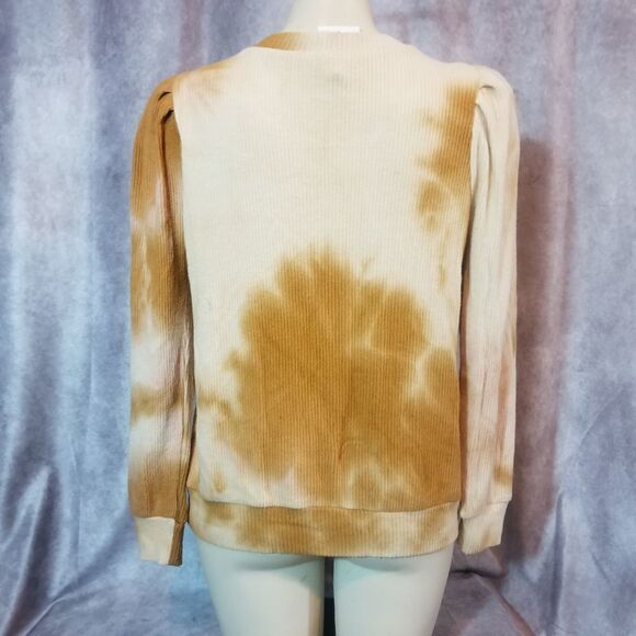 Status Pink & Tan Puff Sleave Pullover Size Small - Picture 3 of 5